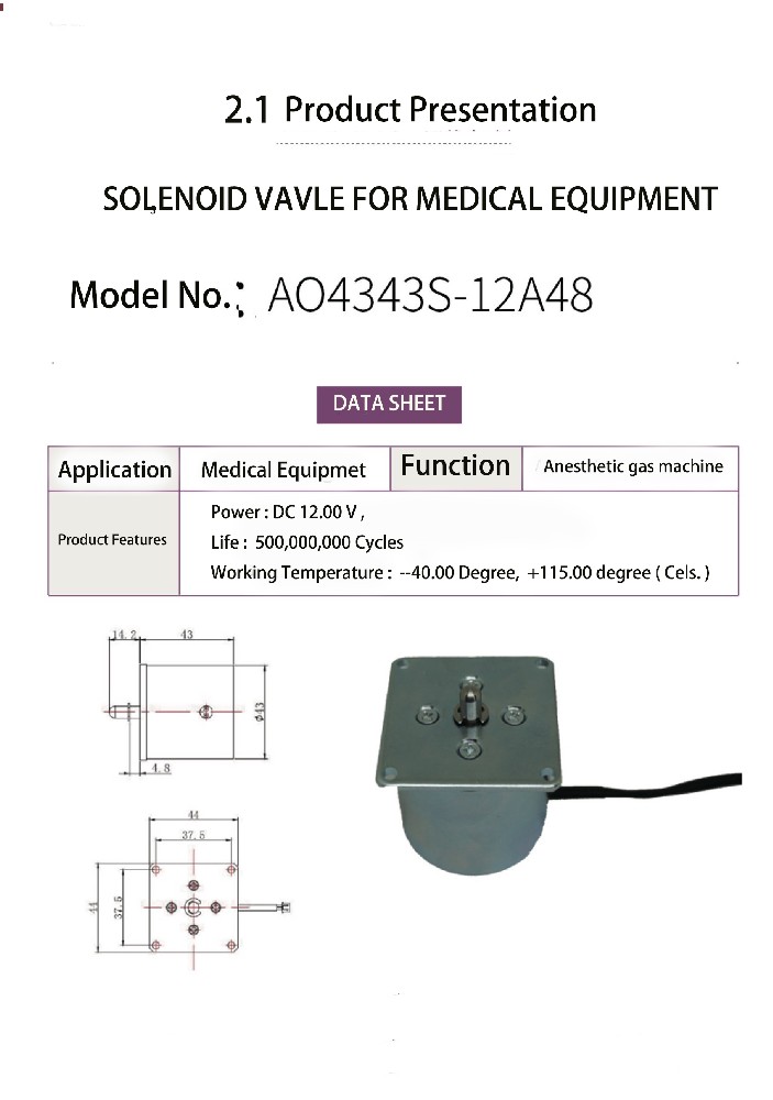 Model No.: AO4343S  Solenoid Vavle For Medical Equipment