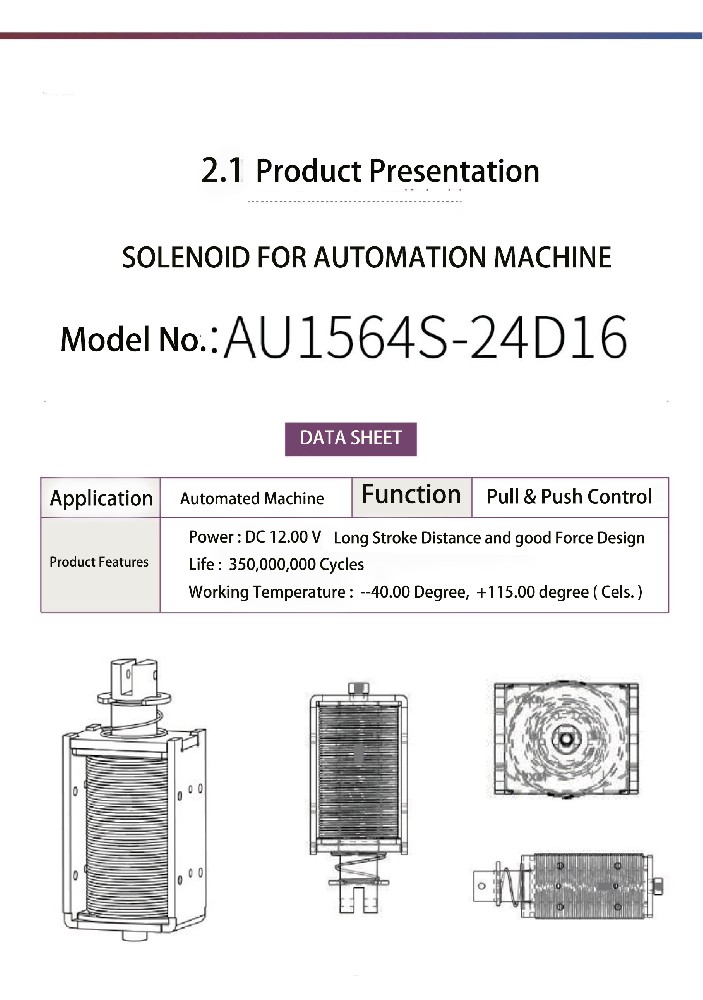 Model NO.: AU1564S  Solenoid For Autoatioin Machine